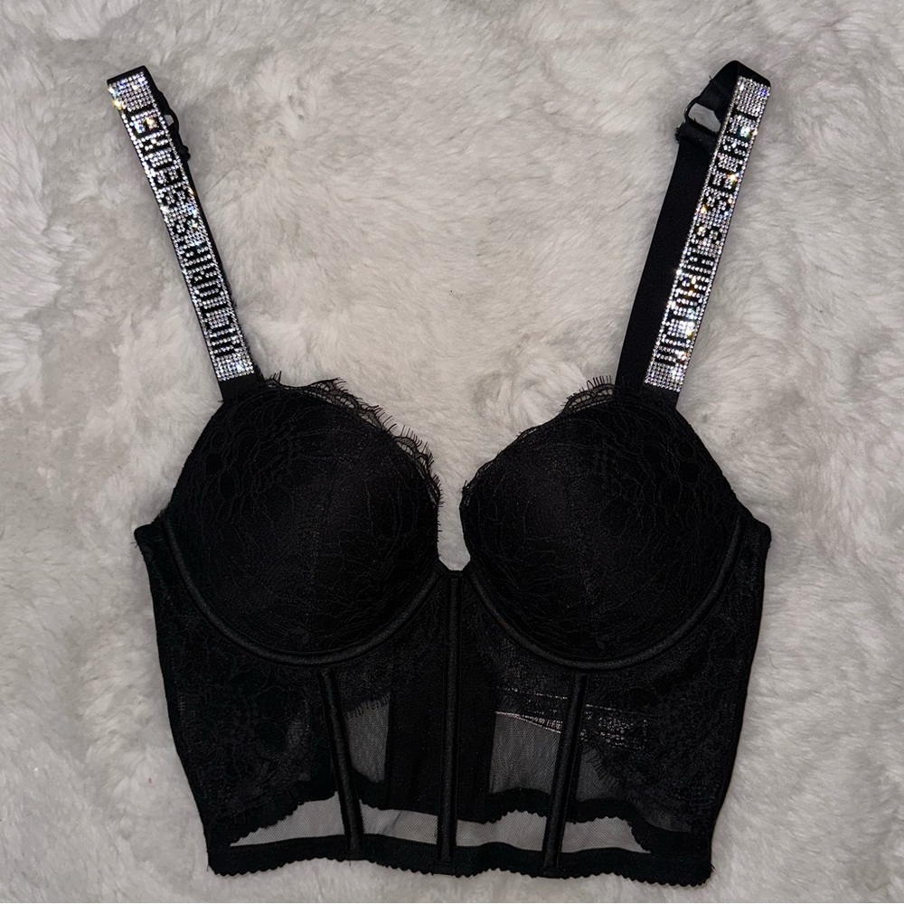 VICTORIA’S SECRET BUSTIER BLACH RHINESTONES